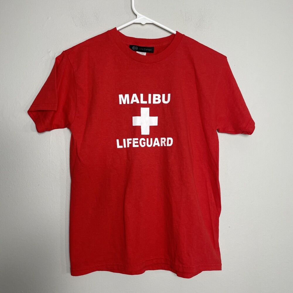 JET John Eshaya Malibu Lifeguard Red T-Shirt Graphic Tee Kids 12 Short Sleeve